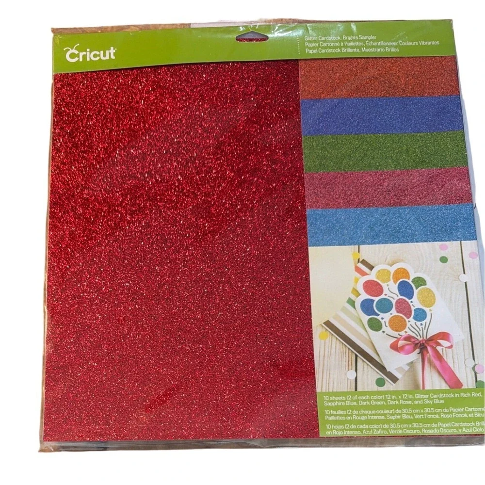 Cricut Cardstock Bundle Sampler Glitter/White Sheets 12x12 Multicolor 2018-2020